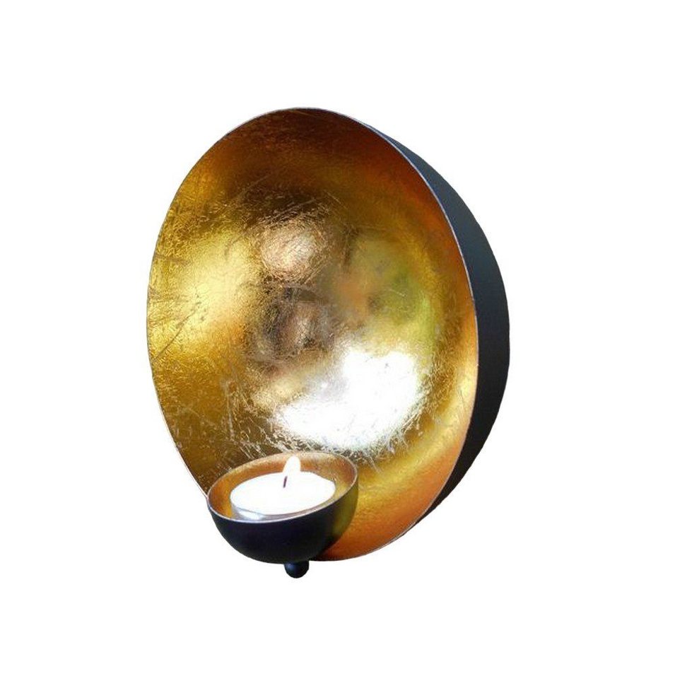 Deko-Impression Wandkerzenhalter Wandkerzenhalter Teelichthalter für Wand. Eisen goldfarbig foliert (1 St) von Deko-Impression