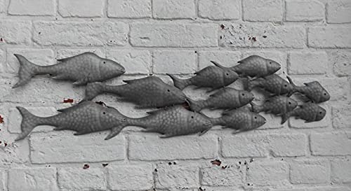 Deko-Impression Wandobjekt Fische. Großer Fischschwarm Wanddekoration Eisen grau 87 cm von Deko-Impression