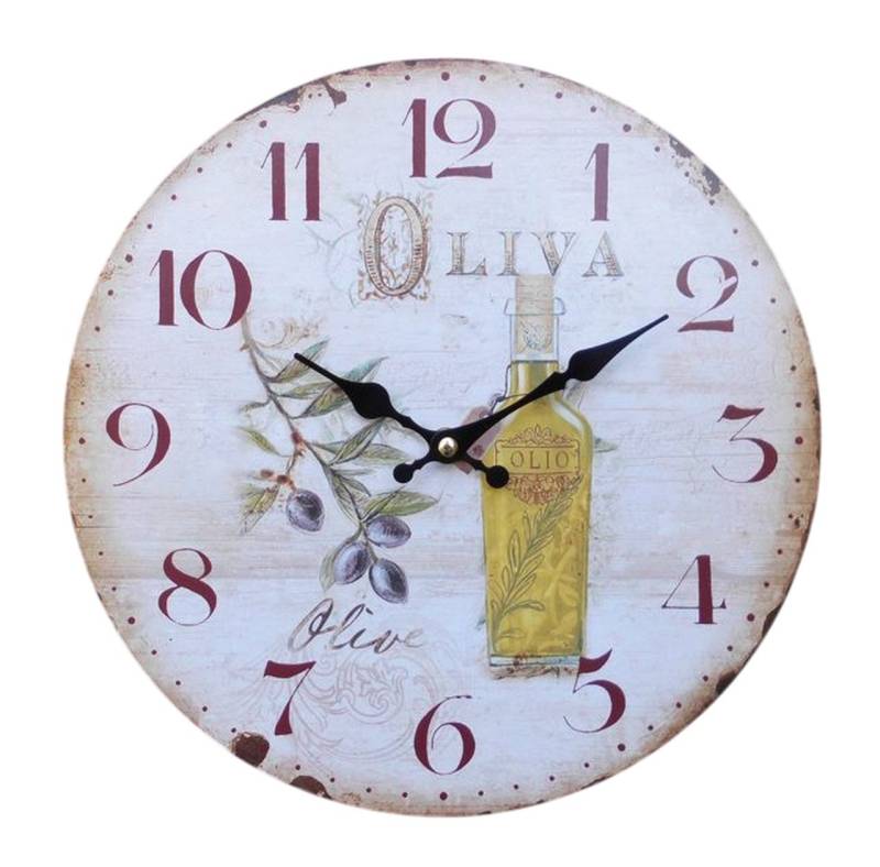 Deko-Impression Wanduhr Mediterrane Wanduhr Oliva Olivenöl Olivenzweig 28 cm Landhaus von Deko-Impression
