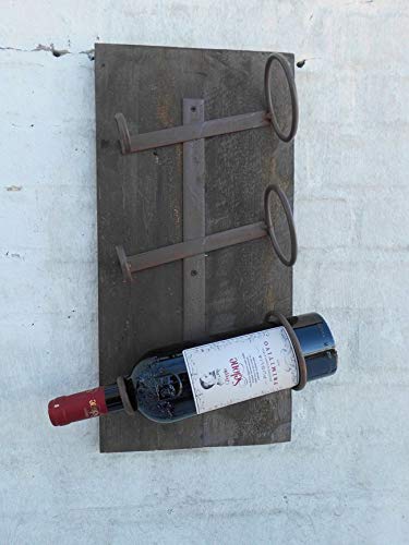 Deko-Impression Wandweinregal Weinregal Weinflaschenhalter Holz u. Eisen massiv 47 cm von Deko-Impression