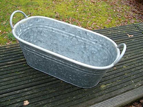 Deko-Impresion Zinkwanne Pflanztopf Zinkbottich Blumentopf 42,5 cm Silber-grau von Deko-Impresion