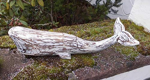 Deko-Objekt Wal Pottwal Maritime Skulptur Holz massiv Natur 49 x 22 cm von Deko-Impression