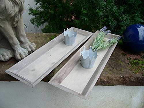 Dekoratives Tablett-Set, (2 Stück) Holz, grau-braun-beige 55 x 16 cm von Deko-Impression