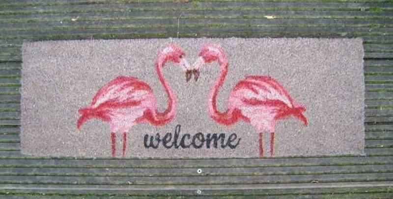 Fußmatte Fußmatte, Abtreter, Türmatte, Kokosmatte Flamingo welcome willkommen, Deko-Impression von Deko-Impression