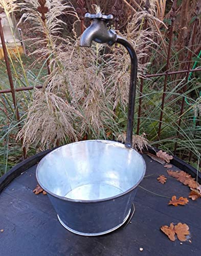 Pflanztopf mit Deko-Wasserhahn Zinkbottich Blumentopf Pflanzschale D 22 cm von Deko-Impresion