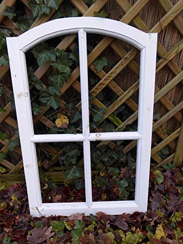 Stabiles Fenster Sprossenfenster Dekorahmen abgerundet Holz Weiss 77cm von Deko-Impression