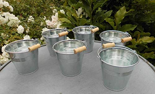 Zinkeimer Blecheimer 6 Stück Pflanztöpfe Blumentopf Tisch-Deko D 11 cm von Deko-Impresion