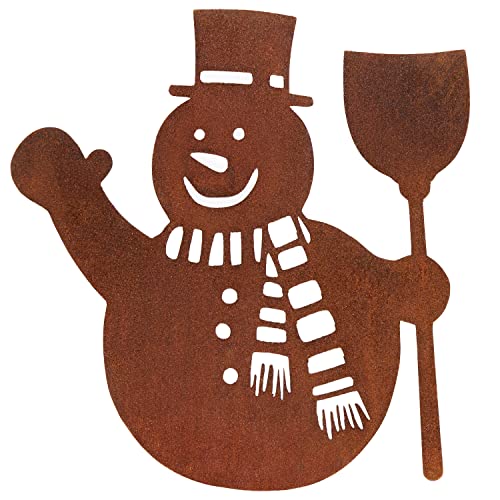 Deko Kind - Rostiger Schneemann - 19x20cm - Wetterbeständig - Edelrost - Rost Gartenstecker - Metall - Gartenfigur - Rost Deko - Winterdeko - Rostschneemann - Schnee von Deko Kind