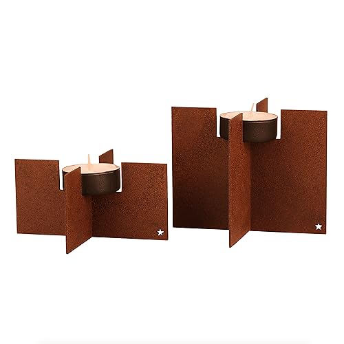 Deko Kind - Rostiges Teelichthalter 2er Set - Premium Edelrost Qualität - Rost Gartenstecker - Metall - Tischdeko - Rost Deko - Teelichthalter zum Stecken - Rostwindlicht Deko Kind - Rostiges Teelichthalter 2er Set - Premium Edelrost Qualität - Rost Gartenstecker - Metall - Tischdeko - Rost Deko - Teelichthalter zum Stecken - Rostwindlicht von Deko Kind
