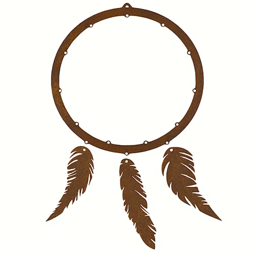 Deko Kind - Rostiges Traumfänger Set - 20cm Durchmesser - Wetterbeständig - Edelrost - Rost Gartenstecker - Metall - Wanddeko - Rost Deko - Traumfängerdeko - Traumfänger zum hängen von Deko Kind
