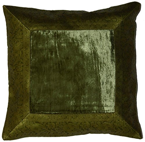 Deko-Kissenbezüge Kissenhülle Samt Brokat Asiatisch Indisch Orientalisch Bezug Kissen 40x 40 cm (Grün) von Deko-Kissenbezüge