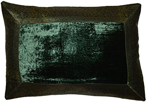 Deko-Kissenbezüge Kissenhülle Samt Brokat Asiatisch Indisch Orientalisch Bezug Kissen 50x30 cm (Dunkelgrün) von Deko-Kissenbezüge