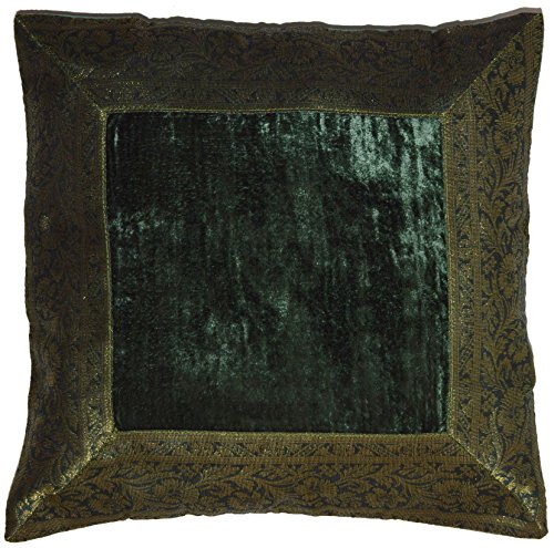 Deko-Kissenbezüge Kissenhülle Samt Brokat Asiatisch Indisch Orientalisch Bezug Kissen 50x50 cm (Dunkelgrün) von Deko-Kissenbezüge