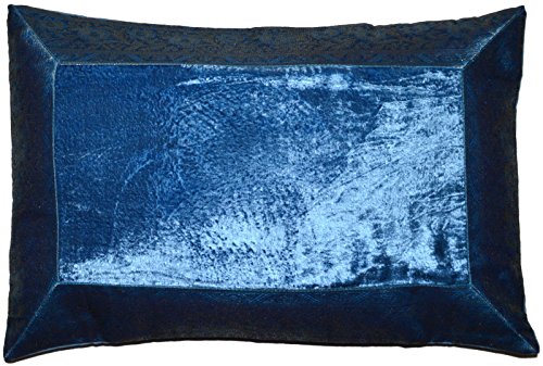 Deko-Kissenbezüge Kissenhülle Samt Brokat Asiatisch Indisch Orientalisch Bezug Kissen 60x40 cm (Blau) von Deko-Kissenbezüge