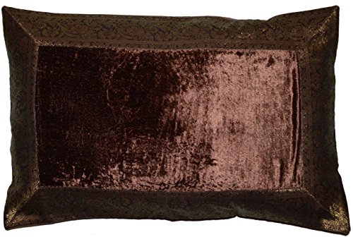 Deko-Kissenbezüge Kissenhülle Samt Brokat Asiatisch Indisch Orientalisch Bezug Kissen 60x40 cm (Braun) von Deko-Kissenbezüge