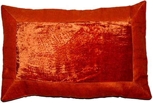 Deko-Kissenbezüge Kissenhülle Samt Brokat Asiatisch Indisch Orientalisch Bezug Kissen 60x40 cm (Dunkelorange) von Deko-Kissenbezüge