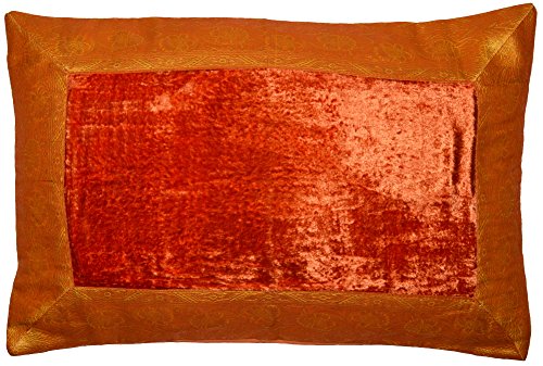 Deko-Kissenbezüge Kissenhülle Samt Brokat Asiatisch Indisch Orientalisch Bezug Kissen 60x40 cm (Orange) von Deko-Kissenbezüge