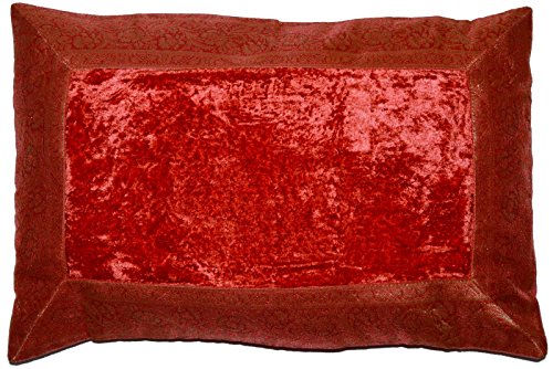 Deko-Kissenbezüge Kissenhülle Samt Brokat Asiatisch Indisch Orientalisch Bezug Kissen 60x40 cm (Rot) von Deko-Kissenbezüge