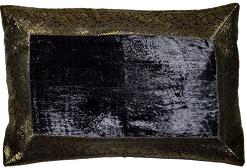 Deko-Kissenbezüge Kissenhülle Samt Brokat Asiatisch Indisch Orientalisch Bezug Kissen 60x40 cm (Schwarz) von Deko-Kissenbezüge