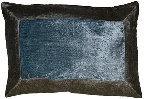 Deko-Kissenbezüge Kissenhülle Samt Brokat Asiatisch Indisch Orientalisch Bezug Kissen 60x40 cm (Silber-Blau) von Deko-Kissenbezüge