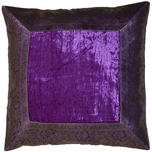 Deko-Kissenbezüge Kissenhülle Samt Brokat Asiatisch Indisch Orientalisch Bezug Kissen Violett 40x40 cm von Deko-Kissenbezüge