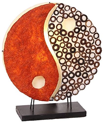 Deko-Leuchte YING YANG, rund, Natur-Material, 30 cm Durchmesser, Stimmungsleuchte, kleine Tischlampe von Small Foot