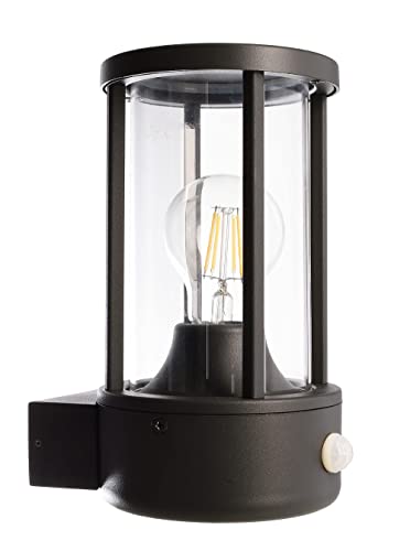 Deko-Light | Wandleuchte Wandlampe Bewegungsmelder Dämmerungssensor außen outdoor E27 Höhe 22cm Aluminium Druckguss | Adebar Motion schwarzgrau von Deko-Light