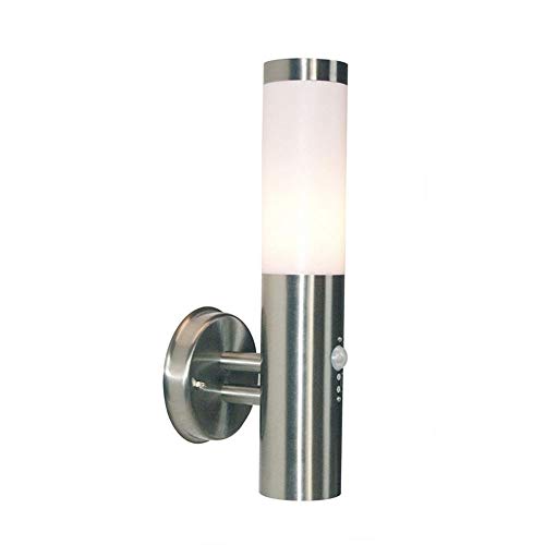 Deko-Light | Wandleuchte Wandlampe mit Bewegungsmelder Dämmerungssensor außen outdoor E27 Höhe 33cm Edelstahl | Nova Motion silber von Deko-Light