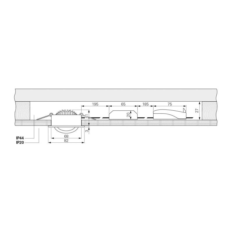 LED-Deckeneinbauleuchte Dione, IP44, nickel, dim to warm von Deko-Light