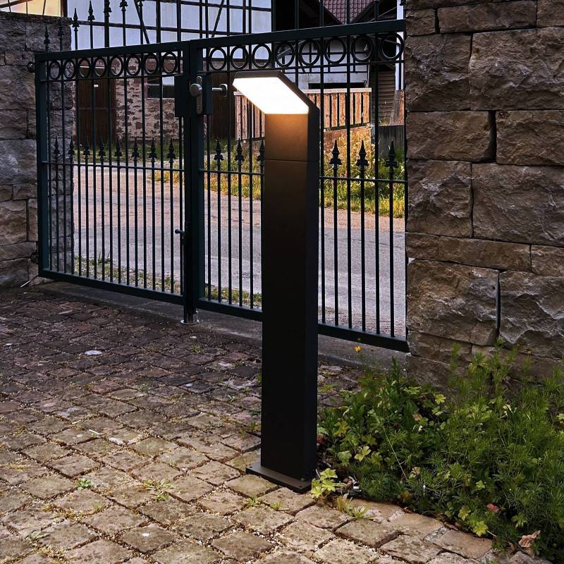LED-Wegeleuchte Tucanae, grau, Höhe 100 cm, IP65, Metall von Deko-Light