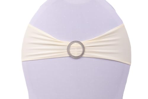 Deko Royal 100 Stück Stretch Stuhlschleifen - Spandex Stuhlschleife für Stuhlhussen, Stuhl deko Hochzeit, Hochzeitsdekoration, Stuhlschärpe (Creme) von Deko Royal