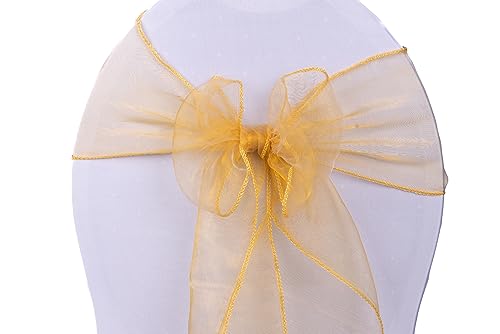 Deko Royal 25 Stück Organza Stuhlschleifen – Schleifen für Stuhlhussen, Schleife als Stuhl Deko für Hochzeit & Geburtstag, Stuhlschleife (Gold) von Deko Royal