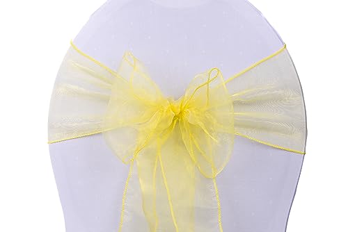 Deko Royal 25 Stück Organza Stuhlschleifen – Schleifen für Stuhlhussen, Schleife als Stuhl Deko für Hochzeit & Geburtstag, Stuhlschleife (Gelb) von Deko Royal