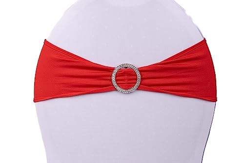 Deko Royal 50 Stück Stretch Stuhlschleifen - Spandex Stuhlschleife für Stuhlhussen, Stuhl deko Hochzeit, Hochzeitsdekoration, Stuhlschärpe (Rot) von Deko Royal