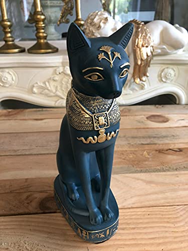 Deko Shop Cologne Ägyptische Göttin Katze Bastet Katzen Figur Blau Türkis Gold Statue Figur 2805-101 von Deko Shop Cologne