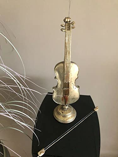 Instrument Musik Skulptur Dekofigur Geige auf Ständer Gold Figur H36 cm von Deko Shop Cologne