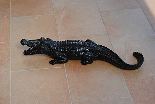 Krokodil Alligator 70cm Garten Gartenfigur Schwarz Gartenkrokodil Dekoration von Deko Shop Cologne