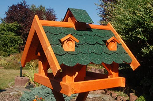 Deko-Shop-Hannusch Futterhaus/Vogelhaus mit Bitumenschindeln und Gauben versch. Dachfarben V19, Variante:V19 bitum grün von Deko-Shop-Hannusch