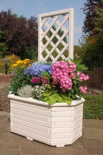 Deko-Shop-Hannusch Pflanzkasten, Blumenkasten, Blumenkübel aus massivem Holz mit schön gearbeiteter Pergola, für den Garten von Deko-Shop-Hannusch