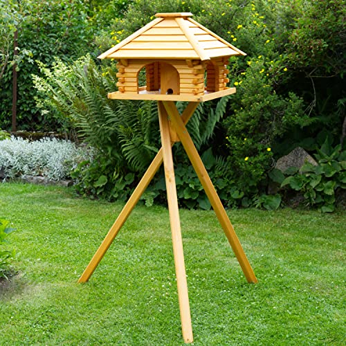 Deko-Shop-Hannusch Vogelhaus wahlweise mit Ständer und Solarbeleuchtung, Verschiedene Dachfarben (Vogelhaus mit Ständer, Dach Standard braun) von Deko-Shop-Hannusch