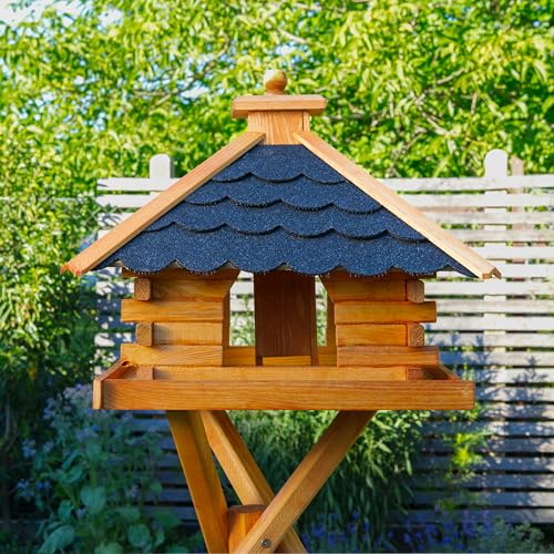 Deko-Shop-Hannusch Vogelhaus wahlweise mit Ständer und Solarbeleuchtung, Verschiedene Dachfarben (Vogelhaus, Dach Bitum schwarz) von Deko-Shop-Hannusch