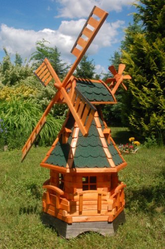Windmühle, Gartenwindmühle, Windmühlen aus Holz, kugelgelagert 1,25m imprägniert (grün) von Deko-Shop-Hannusch