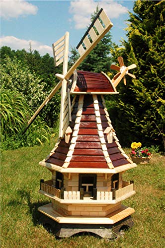 Deko-Shop-Hannusch Windmühle,Windmühlen kugelgelagert 1,3m mit braunem Lamellendach von Deko-Shop-Hannusch
