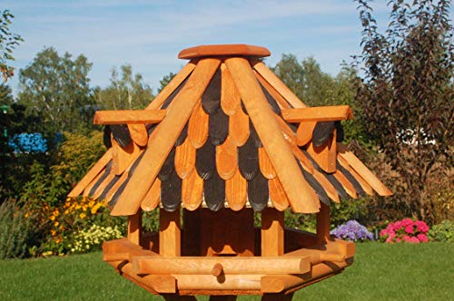 Deko-Shop-Hannusch XL - XXL Luxus Vogelhaus, mit Solar, absoluter Blickfang, Vogelfutterhaus aus Holz, V13 XXL braun Solar von Deko-Shop-Hannusch