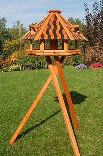 Deko-Shop-Hannusch XL - XXL Luxus Vogelhaus, wahlw. mit Solar/Ständer, absoluter Blickfang, Vogelfutterhaus aus Holz, V13, Farbe/Ständer:V13XXL braun Ständer u. Solar von Deko-Shop-Hannusch