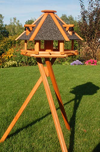 Deko-Shop-Hannusch XL - XXL Luxus Vogelhaus, wahlw. mit Solar/Ständer, absoluter Blickfang, Vogelfutterhaus aus Holz, V13, Farbe/Ständer:V13XXL Stein Ständer u. Solar von Deko-Shop-Hannusch