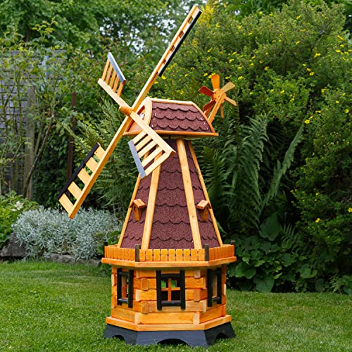 Windmühle WM 1,30-1,45 (rot mit Solarbeleuchtung, 1,28 m) von Deko-Shop-Hannusch