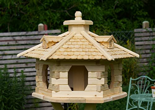 Vogelhaus V16 Natur Holzschindeldach (Größe Standard L, Dach Holzschindeln Natur) von Deko-Shop-Hannusch