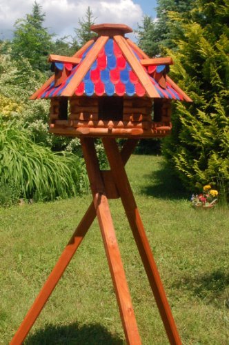 Vogelhaus Vogelfutterhaus Futterhaus Futterhäuschen Vogelvilla Fussball Fan FC (Klein mit Ständer) von Deko-Shop-Hannusch
