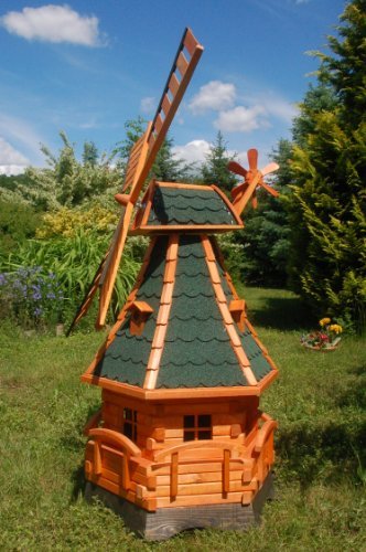 Windmühle, Gartenwindmühle, Windmühlen aus Holz, kugelgelagert 1,4m imprägniert (grün) von Deko-Shop-Hannusch